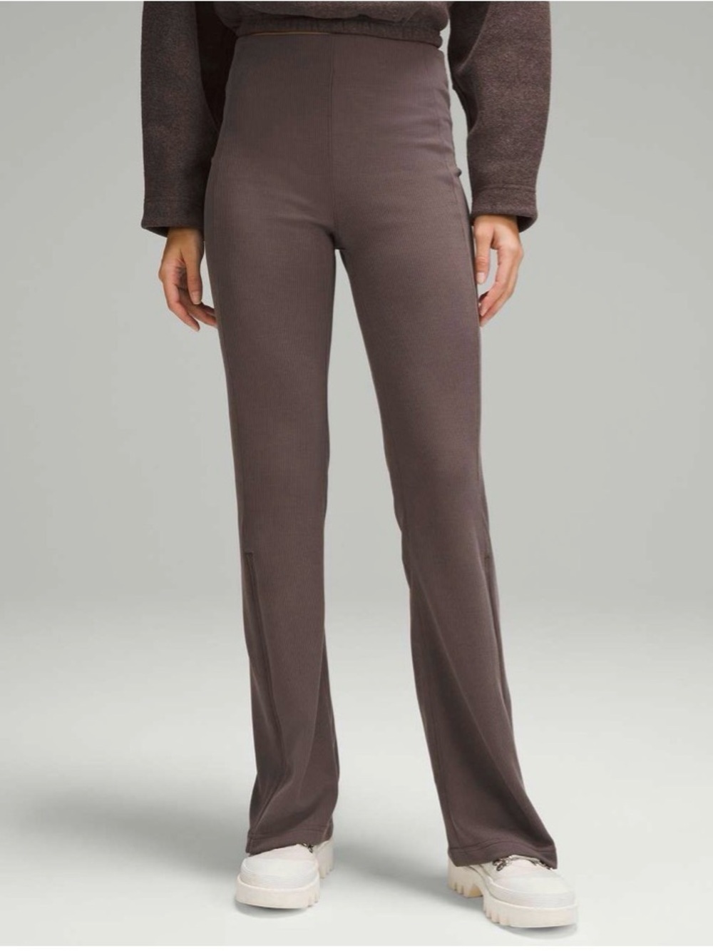 Lululemon Brushed Softstreme Ribbed Zip Flared Pants - Picture 2 of 10
